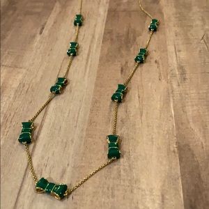 Kate Spade emerald green bow enameled necklace